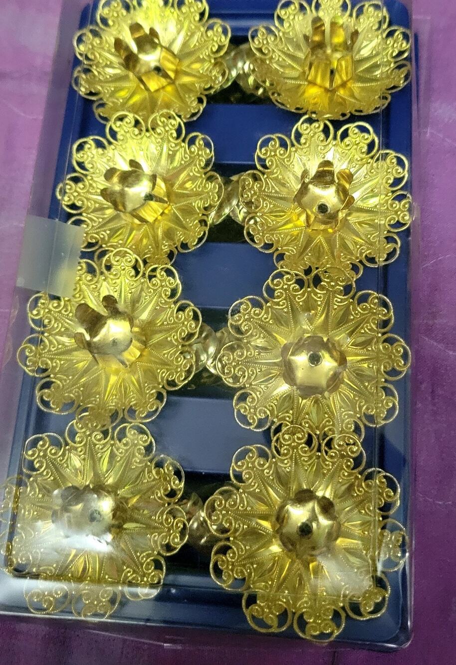 Lot 6 Metal Christmas Tree Clip Reflector Candle Holders Gold Color
